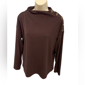 Kirundo Women’s‎ Long Sleeves Knit Sweater Loose Pullover Top Buttons Size Med